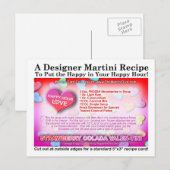 Aardbei Colada Valentijnsdag Martini Recept Feestdagenkaart (Voorkant / Achterkant)