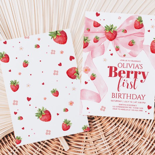 Aardbei Coquette Verjaardagsfeestje Kaart