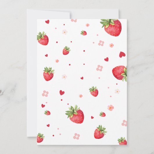 Aardbei Coquette Verjaardagsfeestje Kaart (Achterkant)