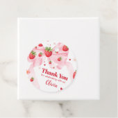 Aardbei Coquette Verjaardagsfeestje Ronde Bedankjes Labels (In situ)