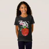 Aardbei Cowprint Schattige Roze Waterverf Koe Vaca T-shirt (Voorkant volledig)