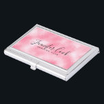 Aardbei & Cream Moderne Faux Glitter Visitekaarthouder<br><div class="desc">Elegante moderne eenvoudige faux glitter aardbei en crème tinten aanpasbare sjabloon.</div>