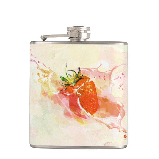 Aardbei Cream Splash! Waterverf Heupfles (Voorkant)