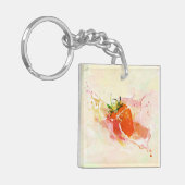 Aardbei Cream Splash! Waterverf Sleutelhanger (Voorkant Links)