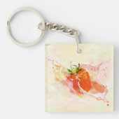 Aardbei Cream Splash! Waterverf Sleutelhanger (Voorkant)