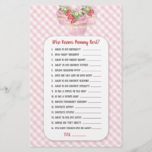 Aardbei Cupcake Baby naar Bee Shower Game Girl Flyer (Voorkant)