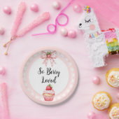 Aardbei Cupcake Baby shower-Borden Papieren Bordje (Feest)
