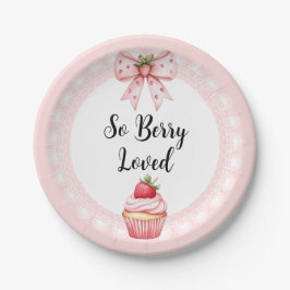 Aardbei Cupcake Baby shower-Borden Papieren Bordje