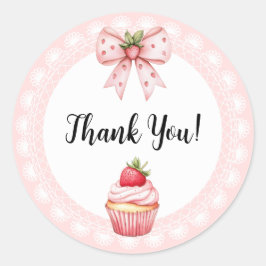 Aardbei Cupcake Baby shower-dank u Stickers