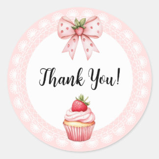 Aardbei Cupcake Baby shower-dank u Stickers