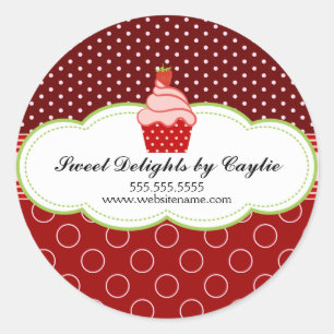 Aardbei Cupcake Bakkerij Box Seals Ronde Sticker