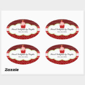 Aardbei Cupcake Bakkerij Cake Box Seals Ovale Sticker (Vel)