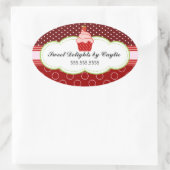Aardbei Cupcake Bakkerij Cake Box Seals Ovale Sticker (Tas)
