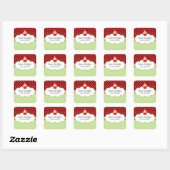 Aardbei Cupcake Bakkerij Cake Box Seals Vierkante Sticker (Vel)