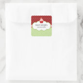 Aardbei Cupcake Bakkerij Cake Box Seals Vierkante Sticker (Tas)