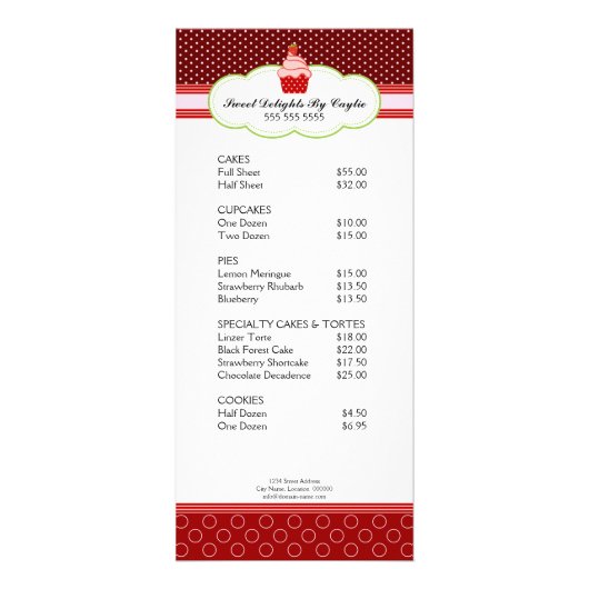 Aardbei Cupcake Bakkerij Rack Kaart (Voorkant)