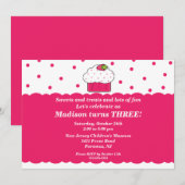 Aardbei Cupcake Birthday Uitnodiging (Voorkant / Achterkant)