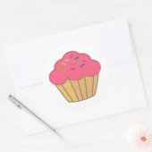 Aardbei Cupcake Borduurwerk Print Ronde Sticker (Envelop)