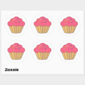 Aardbei Cupcake Borduurwerk Print Ronde Sticker (Vel)