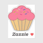 Aardbei Cupcake Borduurwerk Print Sticker (Vel)