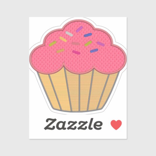 Aardbei Cupcake Borduurwerk Print Sticker (Vel)