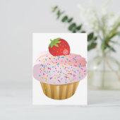 Aardbei Cupcake Briefkaart (Staand voorkant)