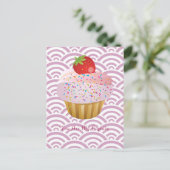 Aardbei Cupcake Briefkaart (Staand voorkant)