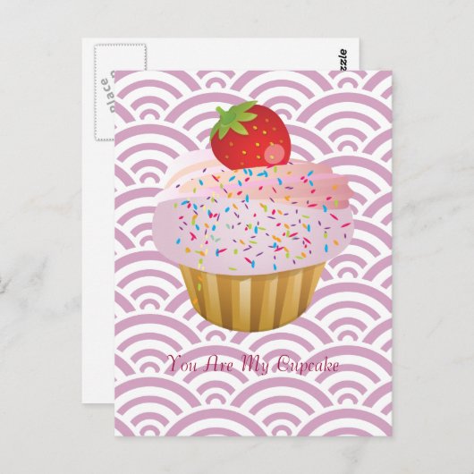 Aardbei Cupcake Briefkaart (Voorkant / Achterkant)