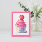 Aardbei Cupcake Briefkaart (Staand voorkant)