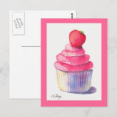 Aardbei Cupcake Briefkaart (Voorkant / Achterkant)
