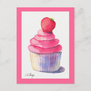 Aardbei Cupcake Briefkaart