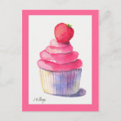 Aardbei Cupcake Briefkaart (Voorkant)