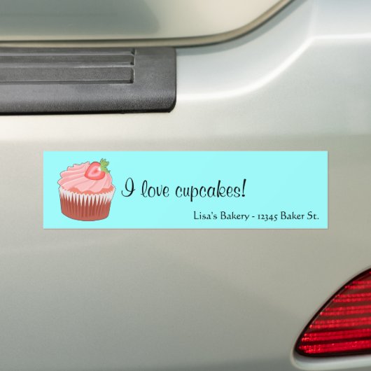 Aardbei cupcake Bumpersticker (Op auto)