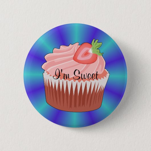 Aardbei cupcake Button (Voorkant)