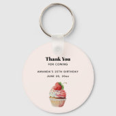 Aardbei Cupcake Dessert Verjaardag Bedankt Sleutelhanger (Voorkant)