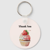 Aardbei Cupcake Dessert Verjaardag Bedankt Sleutelhanger (Achterkant)