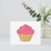 Aardbei Cupcake Faux borduurwerk Print Briefkaart (Staand voorkant)