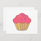 Aardbei Cupcake Faux borduurwerk Print Briefkaart (Voorkant / Achterkant)