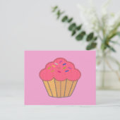 Aardbei Cupcake Faux borduurwerk Print Briefkaart (Staand voorkant)