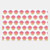Aardbei Cupcake Faux borduurwerk Print Inpakpapier Vel (Voorkant)