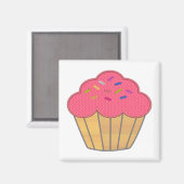 Aardbei Cupcake Faux borduurwerk Print Magneet (Voorkant / Achterkant)