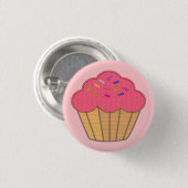 Aardbei Cupcake Faux borduurwerk Print Ronde Button 3,2 Cm (Voorkant /achterkant)