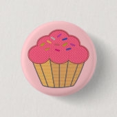 Aardbei Cupcake Faux borduurwerk Print Ronde Button 3,2 Cm (Voorkant)