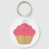 Aardbei Cupcake Faux borduurwerk Print Sleutelhanger (Achterkant)