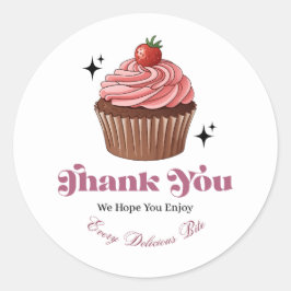 Aardbei Cupcake Glans Bedankt Sticker