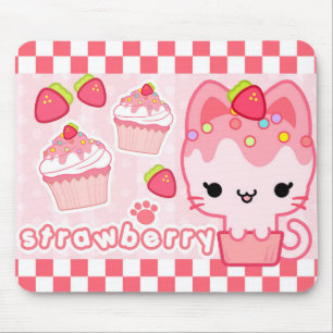 Aardbei Cupcake Kat Mousepad Muismat