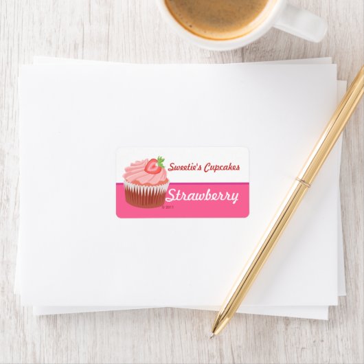 Aardbei Cupcake Labels (Insitu)