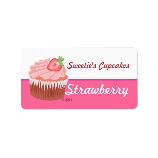 Aardbei Cupcake Labels (Voorkant)