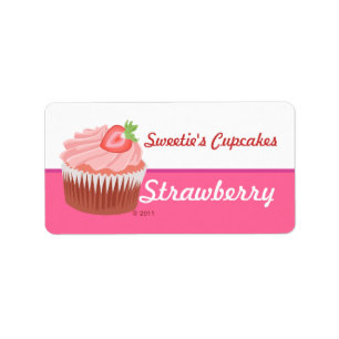 Aardbei Cupcake-labels Etiket