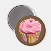 Aardbei Cupcake met roze vorst Magneet (Voorkant / Achterkant)